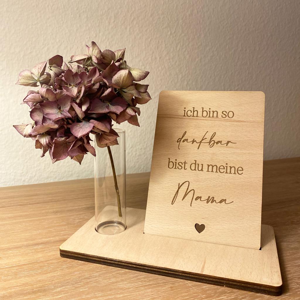 muttertag, kartenhalter mit vase