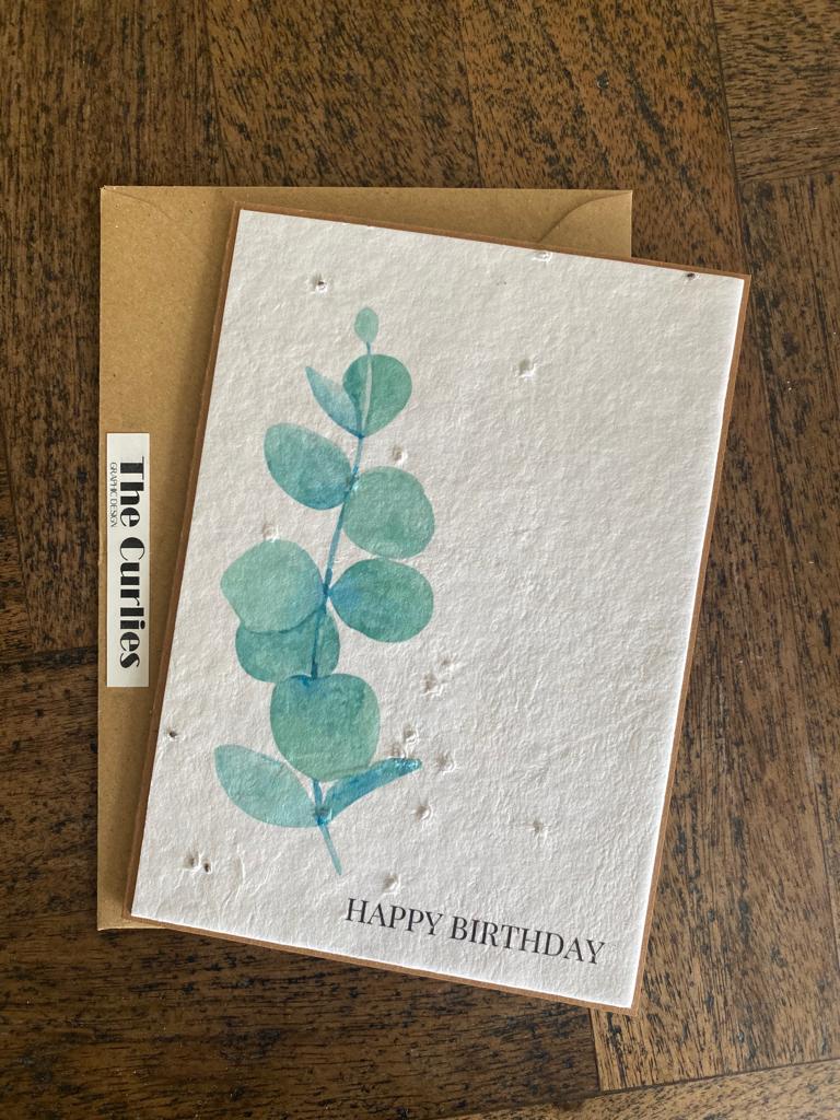 karte happy birthday, natural