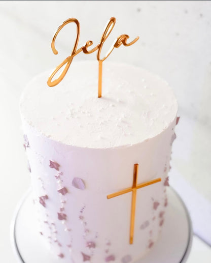 Caketopper Taufe elegant aus Acryl