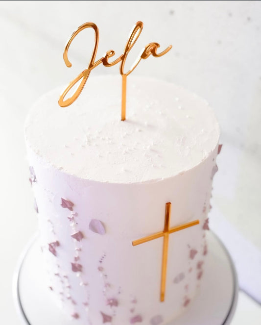 Caketopper Taufe elegant aus Acryl